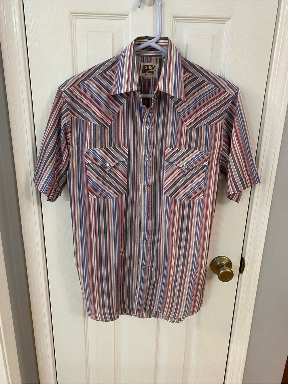 ELY Cattleman Western Pearl Snap Shirt Small Vintage Striped Cowboy Rodeo Ranch